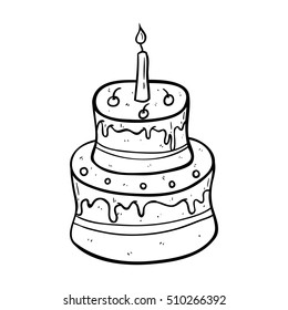 birthday cake with candle using doodle art