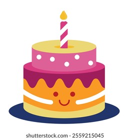 Birthday Cake with Candle Vector