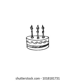 birthday cake with candle vector draw