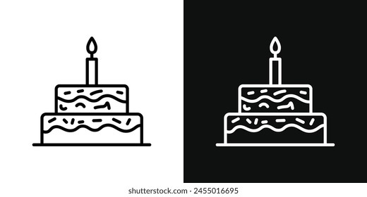 Geburtstagskuchen mit Candle Vektorgrafik Icon Set. Celebration Dessert Symbolpaket