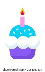 Birthday cake with candle. Vector illustration