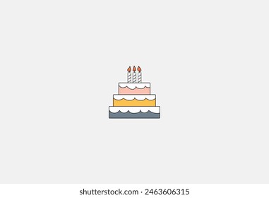 Birthday Cake with candle Vector Illustration