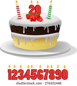Birthday cake with candles anniversarry