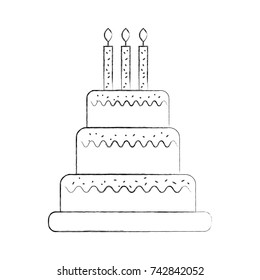 birthday cake with candles burning sweet delicious