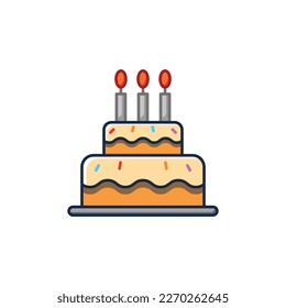Birthday cake with candles cartoon vector isolated illustration