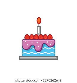 Birthday cake with candles cartoon vector isolated illustration