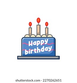 Birthday cake with candles cartoon vector isolated illustration