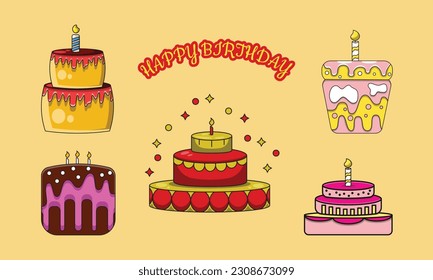 Pastel De Cumpleaños Esbozado Para Colorear Vectorial Ilustraciones svg,  vectoriales, clip art vectorizado libre de derechos. Image 50425301