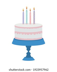 birthday cake with candles of differents color vector illustration design