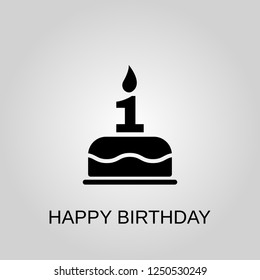 The birthday cake with candles in the form of number 1 icon. Happy Birthday concept symbol design. Stock - Vector illustration can be used for web