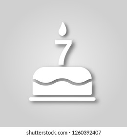 Birthday cake with candles in the form of the number 7 figure cut out of paper icon. Happy Birthday concept symbol design. Stock - Vector illustration can be used for web