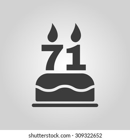 The birthday cake with candles in the form of number 71 icon. Birthday symbol. Flat Vector illustration