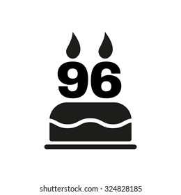 The birthday cake with candles in the form of number 96 icon. Birthday symbol. Flat Vector illustration