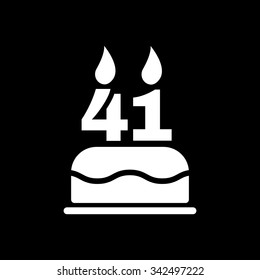 The birthday cake with candles in the form of number 41 icon. Birthday symbol. Flat Vector illustration