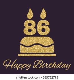 The birthday cake with candles in the form of number 86 icon. Birthday symbol. Flat Vector illustration