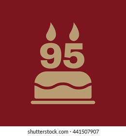 The birthday cake with candles in the form of number 95 icon. symbol. Flat Vector illustration