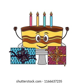 birthday cake candles and gift boxes party