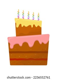 Birthday cake with candles. Cake with icing