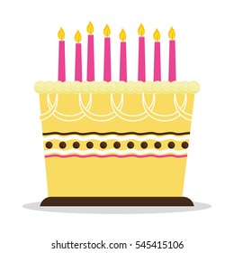 birthday cake with candles icon over white background. colorful design. vector illustration