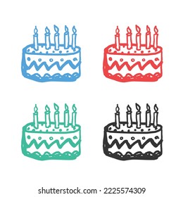 Birthday cake with candles icon, cake Icon, cake slice icon, birthday cake logo, vector icons in multiple colors