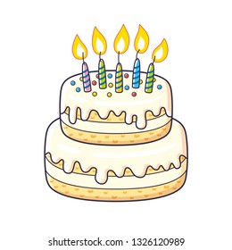 Birthday cake with candles isolated