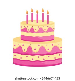 birthday cake with candles isolated