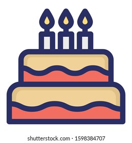 
Birthday, cake, candles Isolated Vector icon which can easily modify or edit
