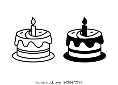 birthday cake candles  line art silhouette design