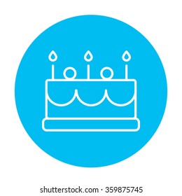 Birthday cake with candles line icon.