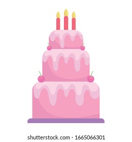 birthday cake with candles menu character cartoon food vector illustration