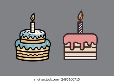 Birthday cake with candles on background black Illustrator Graphics Design