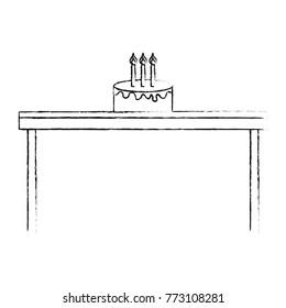 birthday cake with candles on wooden table