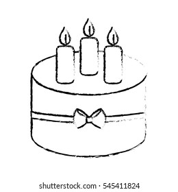 birthday cake with candles over white background. vector illustration