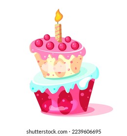 Birthday Cake with candles. Birthday Party Elements. decorating birthday cake. Vector illustration