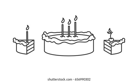 Birthday cake with candles Piece of cake Cherry pie