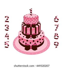 birthday cake with candles pink for girls