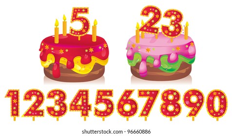 birthday cake with candles and a set of numbers for your dates