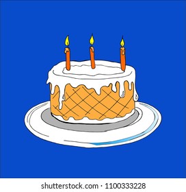 birthday cake with candles. Vector