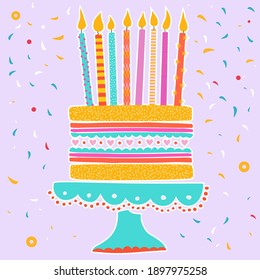 
Birthday cake with candles vector