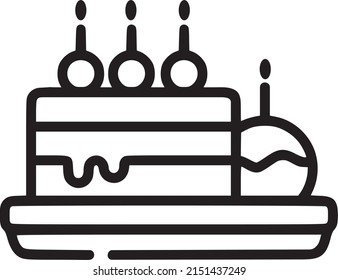 Birthday cake with candles vector icon, line cake Icon, eps