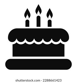 Birthday cake with candles vector icon isolated on white background, delicious dessert flat illustration, holiday festive symbol