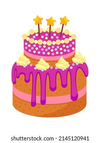 Birthday cake with candles. Vector illustration