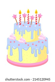 Birthday cake with candles. Vector illustration