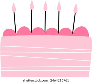 Birthday Cake With Candles Vector Illustration