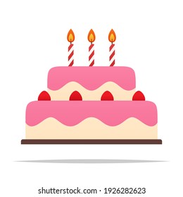 Birthday cake with candles vector isolated illustration - Shutterstock ID 1926282623