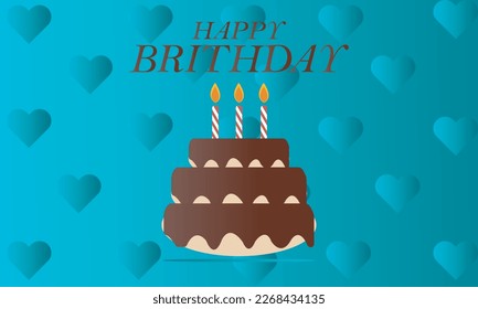 Torta de cumpleaños con velas vectorial ilustración aislada Diseño de fondo.