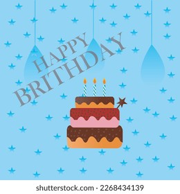 Birthday cake with candles vector isolated illustration Background design.