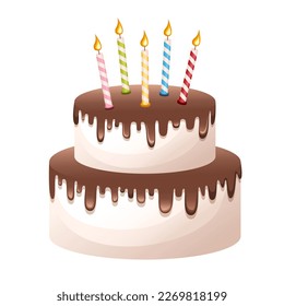 Birthday cake with candles vector isolated illustration.vector illustration for card, banner, t shirt.