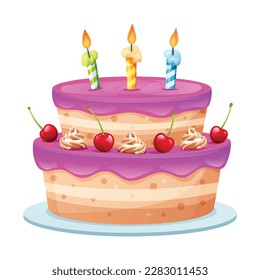 Birthday cake with candles vector isolated on white background