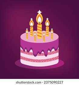 Birthday cake with candles vector isolated illustration